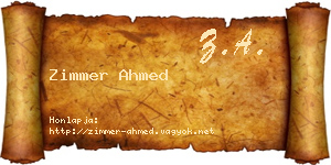 Zimmer Ahmed névjegykártya